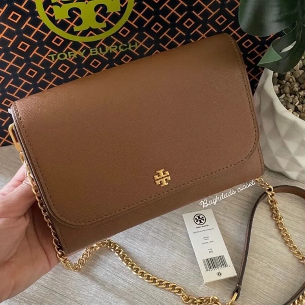 New,Tory Burch emerson chain crossbody wallet - Picture 1 of 10